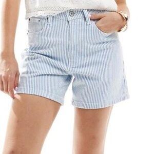 Abercrombie & Fitch Light Blue Striped Jean Shorts
